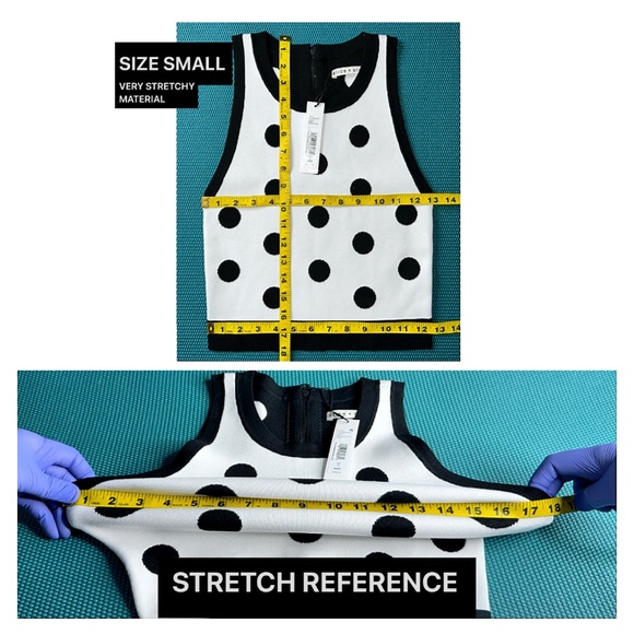 Alice + Olivia Rydel Cropped Polka Dot Black White Tank Top - Picture 13 of 17
